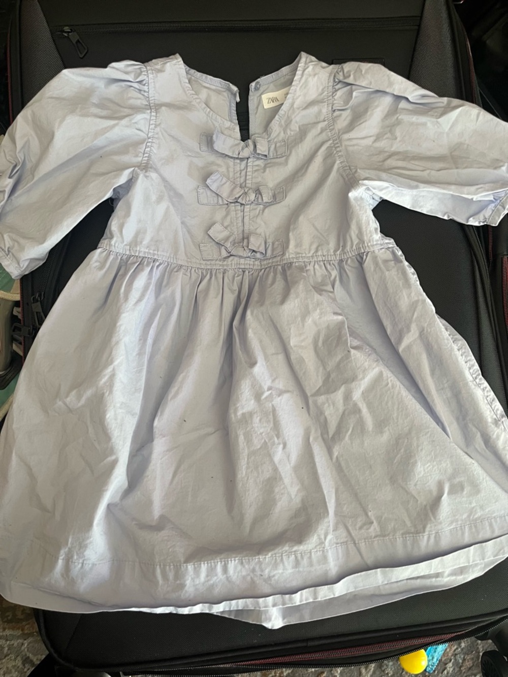 Zara Kids Pale Blue Bow-Front Cotton Dress